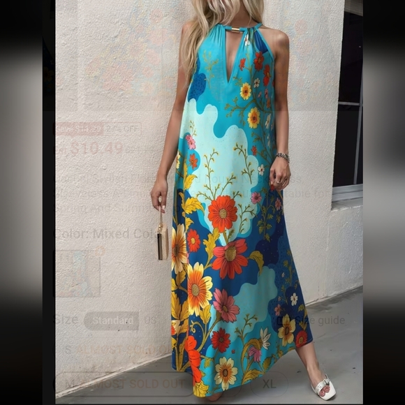 Source Unknown Vibrant Floral Maxi Dress - Picture 4 of 7
